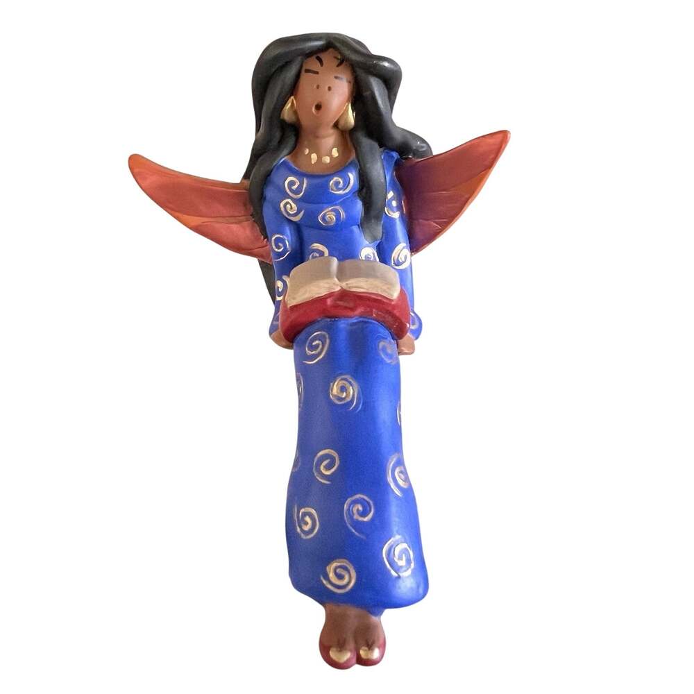 Vtg April’s Angels April Romo de Vivar Figurine 5" Shelf Sitter w/Book Folk Art